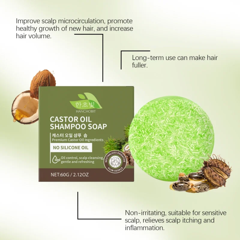 HANCHOBIT Castor Oil Shampoo Soap - Gentle Hair Cleansing & Nourishment - Image 4