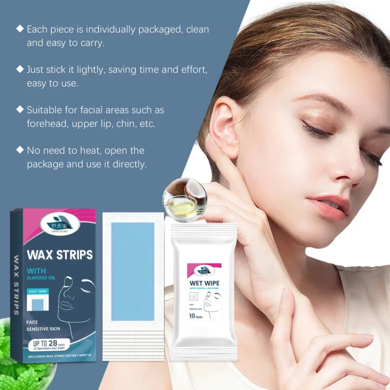 HANCHOBIT Facial Hair Removal Wax Paper - Gentle, Clean, Portable - Image 3