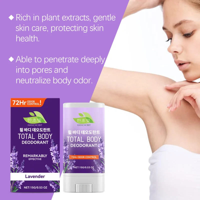 HANCHOBIT Lavender Antiperspirant Body Care Stick - Long-Lasting Fresh Scent - Image 3