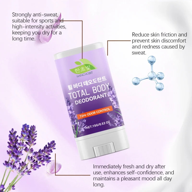 HANCHOBIT Lavender Antiperspirant Body Care Stick - Long-Lasting Fresh Scent - Image 4
