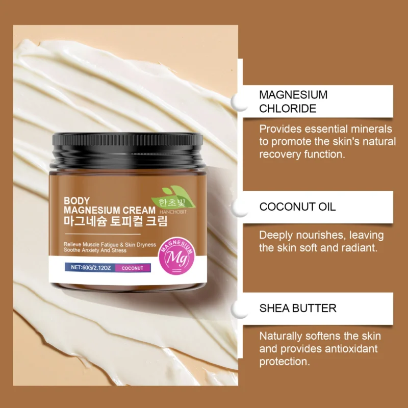 HANCHOBIT Magnesium Cream with Coconut Oil - Moisturizing Body Cream for Post-Workout Care - Image 3