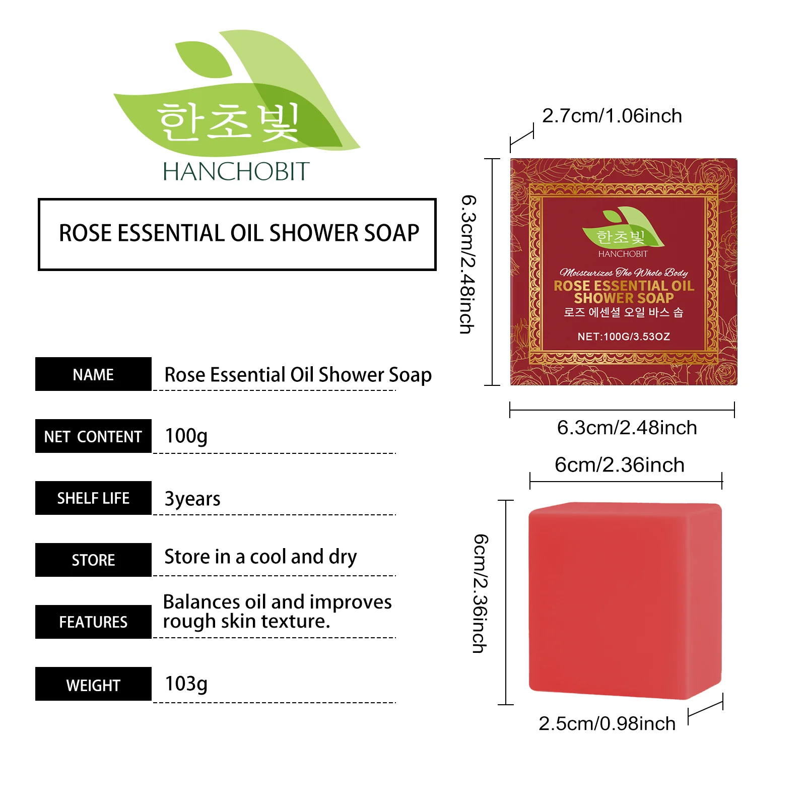 hanchobit rose essential oil bath soap moisturizing HANCHOBIT HX 90 1122