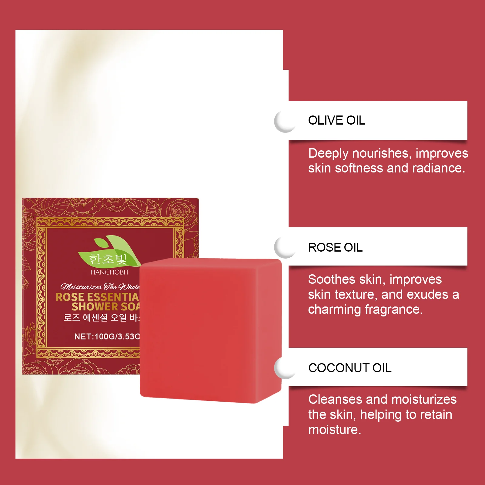 hanchobit rose essential oil bath soap moisturizing HANCHOBIT HX 90 1124
