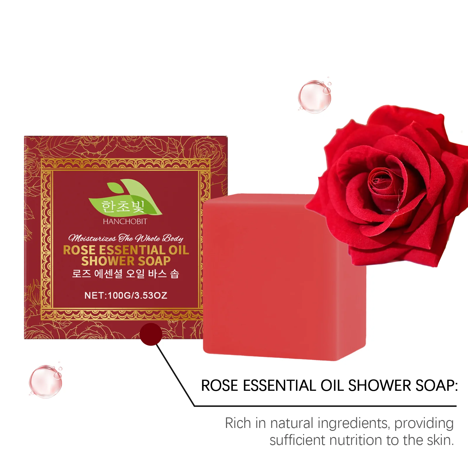 hanchobit rose essential oil bath soap moisturizing HANCHOBIT HX 90 1125