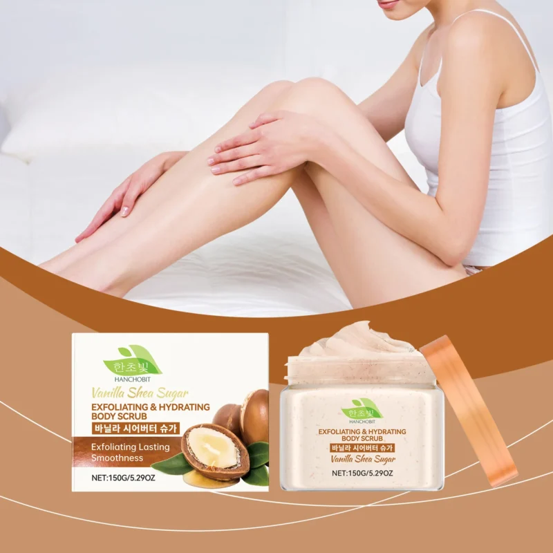 HANCHOBIT Vanilla Shea Butter Body Scrub - Gentle Daily Skin Nourishment - Image 2