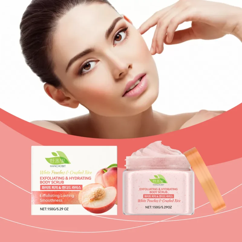 HANCHOBIT White Peach Rice Body Scrub - Gentle Cleansing & Brighter Skin - Image 2