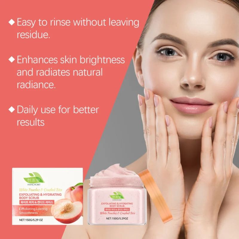 HANCHOBIT White Peach Rice Body Scrub - Gentle Cleansing & Brighter Skin - Image 3