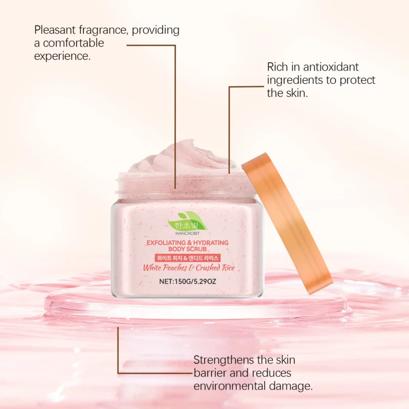 HANCHOBIT White Peach Rice Body Scrub - Gentle Cleansing & Brighter Skin - Image 4