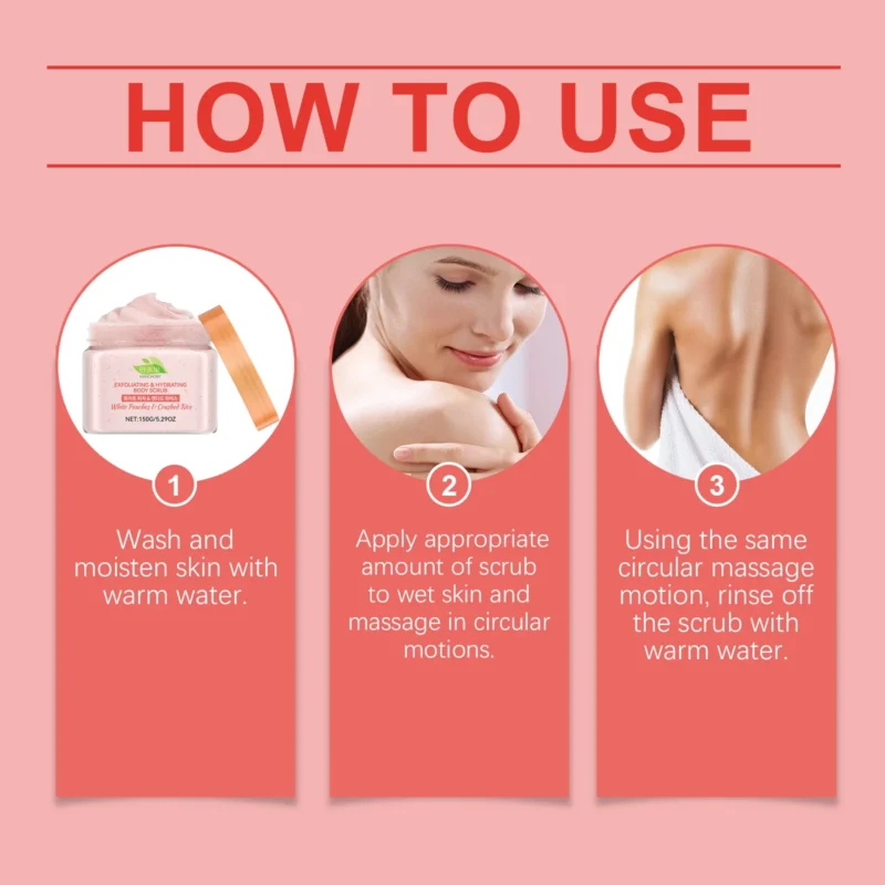 HANCHOBIT White Peach Rice Body Scrub - Gentle Cleansing & Brighter Skin - Image 6