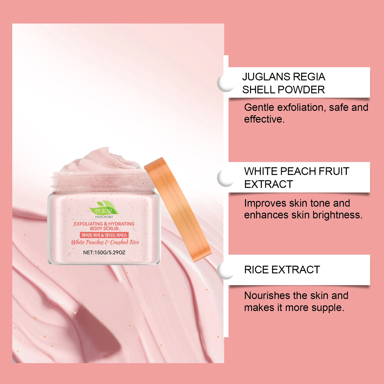 hanchobit white peach rice body scrub cleansing brighter HANCHOBIT HX 76 934